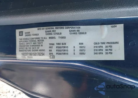 2005 Chevrolet Colorado Ls from USA, damaged, VIN 1GCDT196158176294